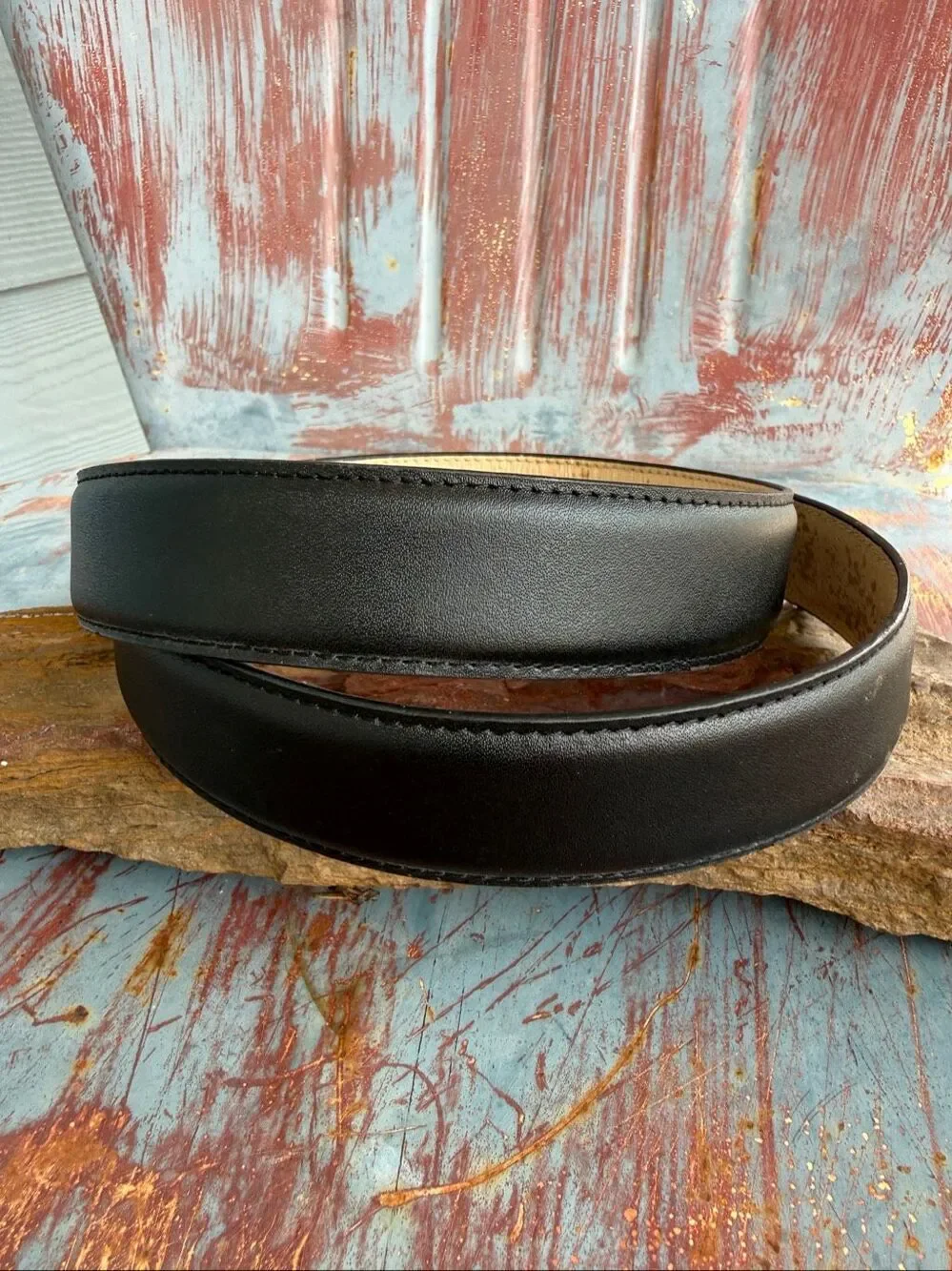 Silpada Black Leather Western Ranger Belt Silver Buckle Size 38